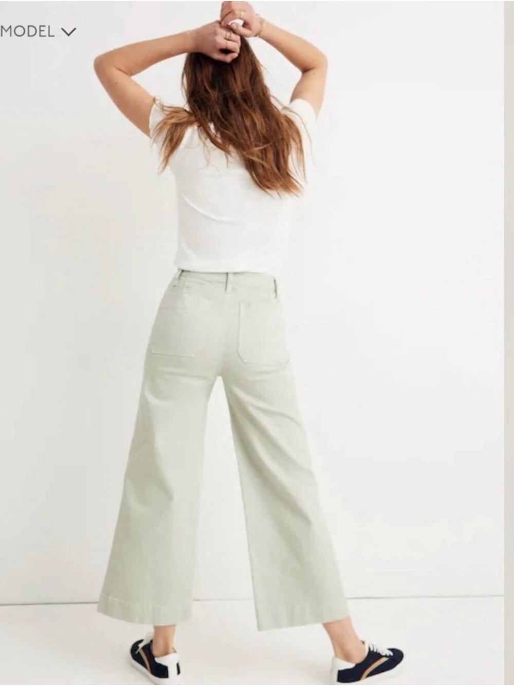 Madewell Emmett Wide Leg Crop Pants High Waist Women’s 30 Sea Haze Light Green - Picture 2 of 7